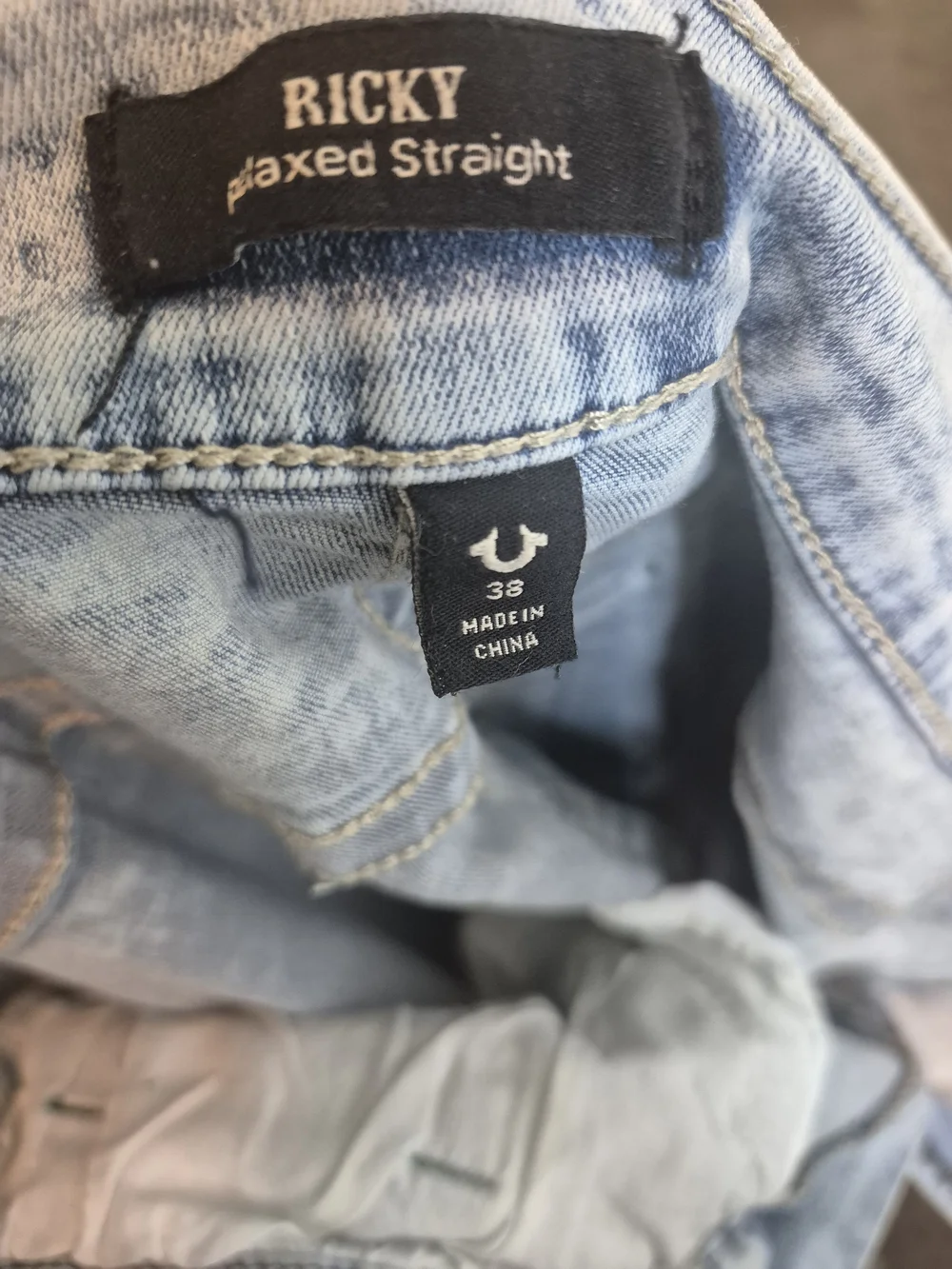 True Religion Mens Pale Blue Relaxed Straight Jeans